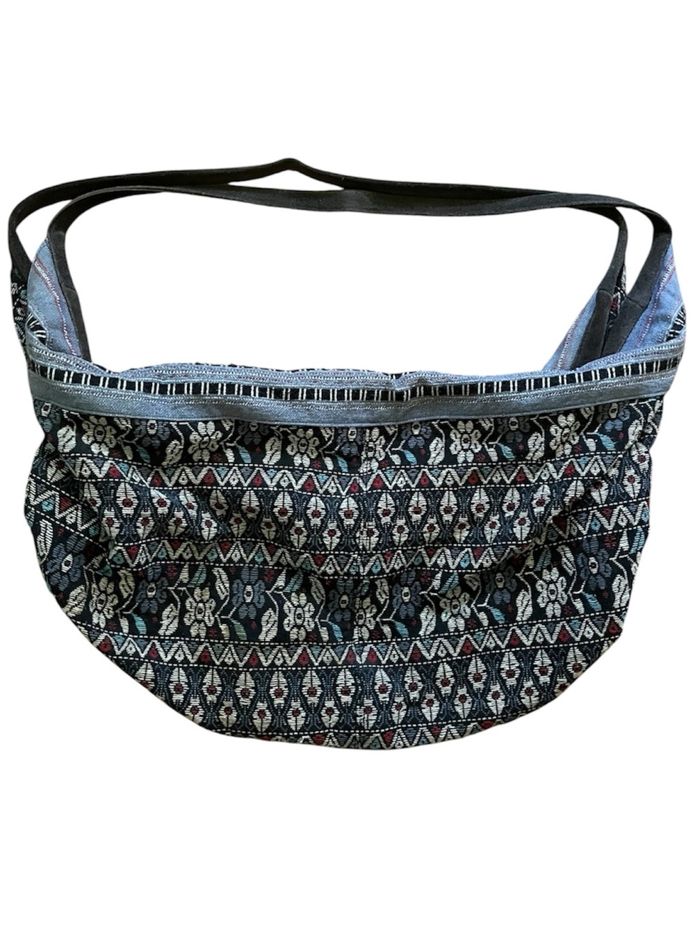 American Eagle Outfitter Cotton Embroidered Floral Leather Duffel Backpack Purse